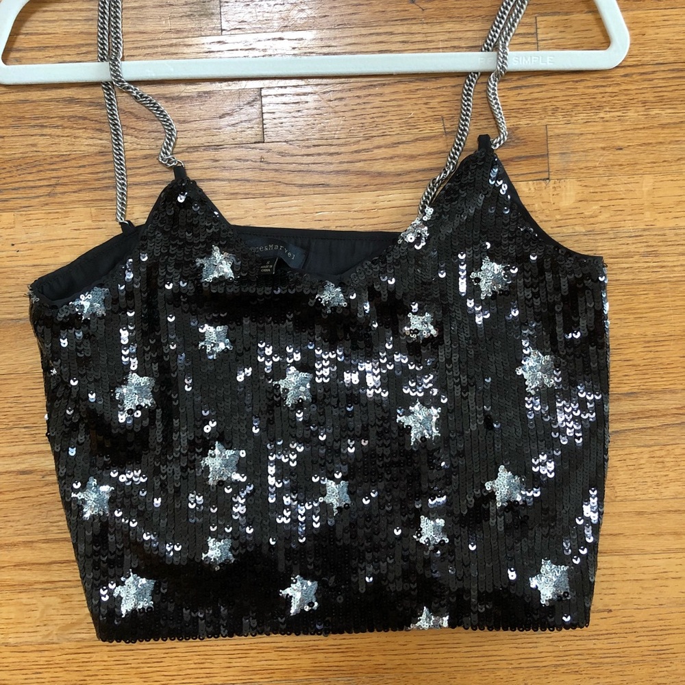Star sequin top with chain straps
